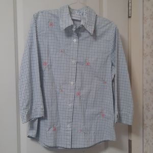 Blue plaid button down top